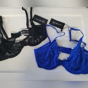 INC International Concepts Lace Underwire Bras - Black and Blue